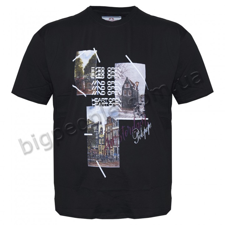 Футболка чоловіча POLO PEPE великого розміру. Колір чорний. Воріт напівкруглий. (fu01317361)