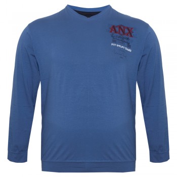 Синяя мужская футболка с длинным рукавом ANNEX (fu01449760)