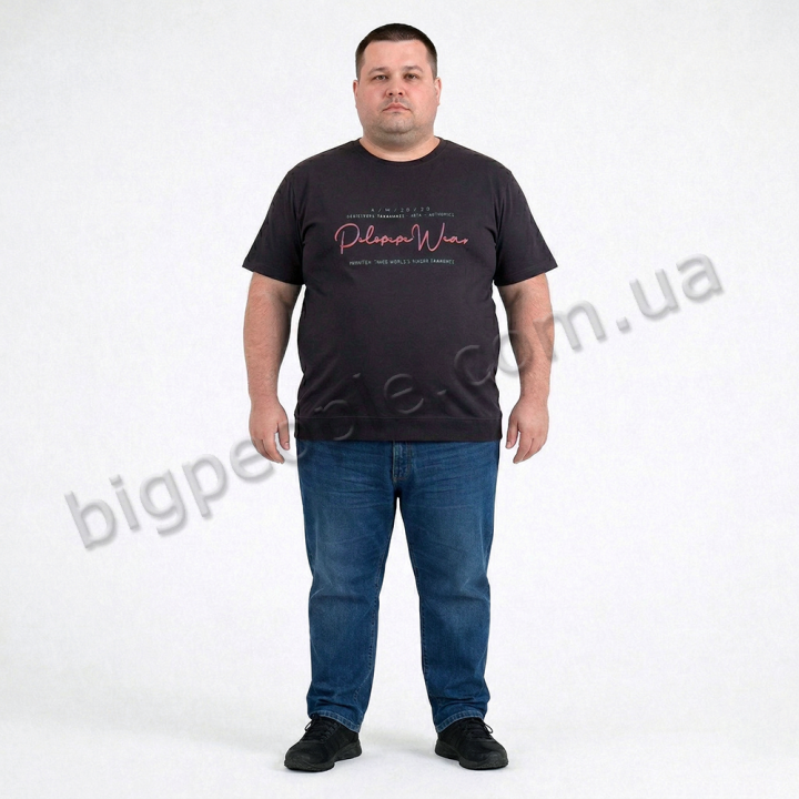 Футболка чоловіча POLO PEPE великого розміру. Колір чорний. Воріт напівкруглий. (fu02031883)