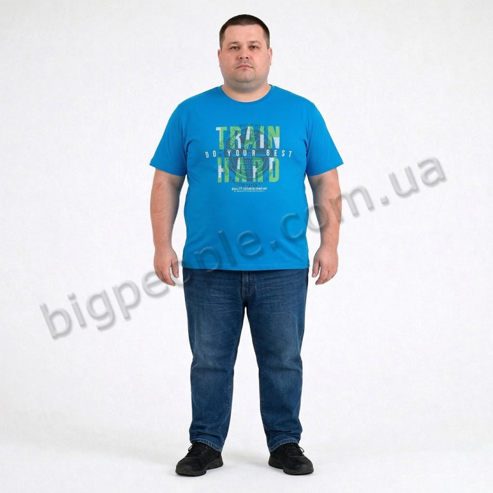 Футболка чоловіча ARMSTRONG великого розміру. Колір блакитний. Комір напівкруглий. (fu02002747)