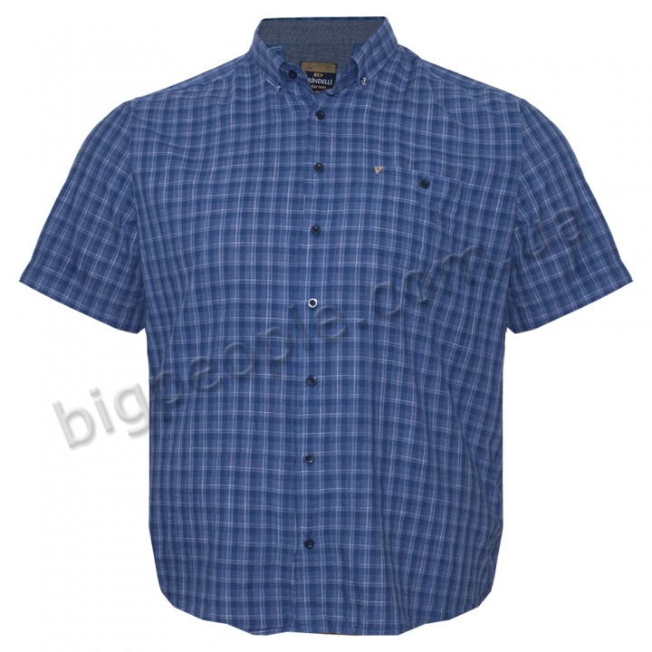Синяя льняная мужская рубашка больших размеров BIRINDELLI (ru05215998)