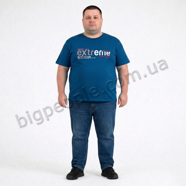 Футболка чоловіча POLO PEPE великого розміру. Колір синій. Воріт напівкруглий. (fu02046744)