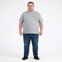 Футболка мужская TURHAN большого размера. Цвет серый. Ворот полукруглый. (fu02015893)