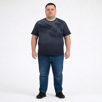 Футболка мужская ARMSTRONG большого размера. Цвет тёмно-синий. Ворот полукруглый. (fu02009002)