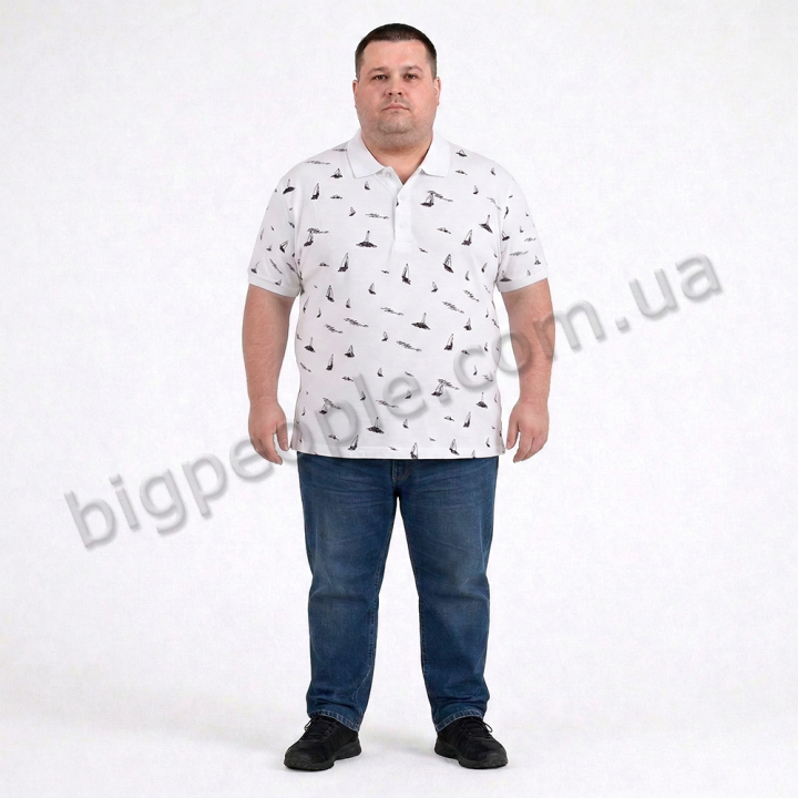 Мужское polo АННЕКС большого размера. Цвет белый. Низ изделия прямой. (fu01970629)