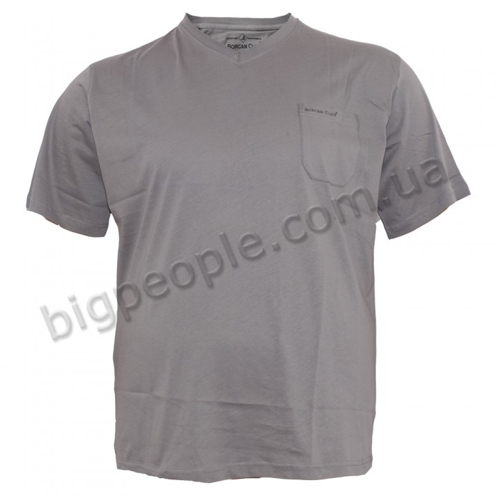 Чоловіча футболка BORCAN CLUB великого розміру. Колір сірий. Низ виробу прямій. (fu00613228)