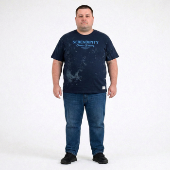 Футболка мужская ANNEX большого размера. Цвет тёмно-синий. Ворот полукруглый. (fu01952768)