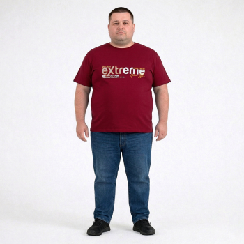 Футболка чоловіча POLO PEPE великого розміру. Колір бордо. Воріт напівкруглий. (fu02047856)