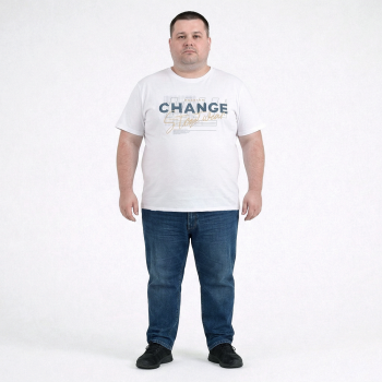 Футболка мужская ARMSTRONG большого размера. Цвет белый. Ворот полукруглый. (fu01984831)