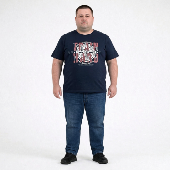 Футболка чоловіча ARMSTRONG великого розміру. Колір темно-синій. Комір напівкруглий. (fu02005637)