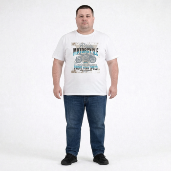 Футболка чоловіча ARMSTRONG великого розміру. Колір білий. Комір напівкруглий. (fu02000543)