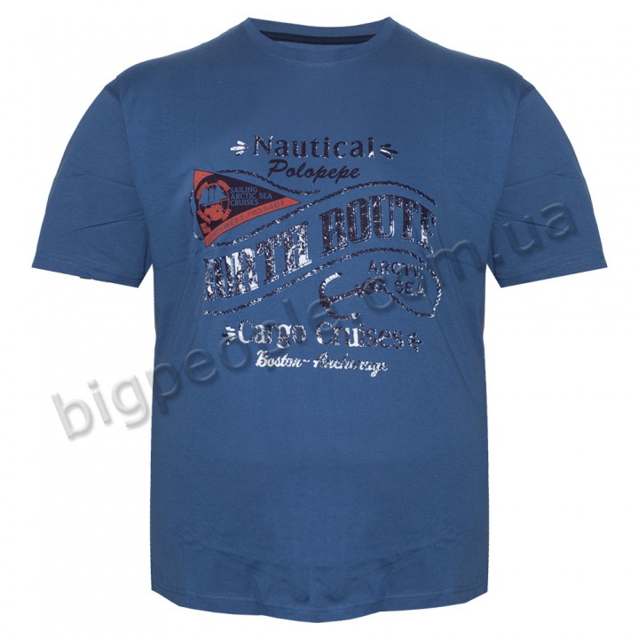 Футболка чоловіча POLO PEPE великого розміру. Колір синій. Воріт напівкруглий. (fu01232664)
