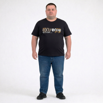 Футболка чоловіча POLO PEPE великого розміру. Колір чорний. Воріт напівкруглий. (fu02048536)