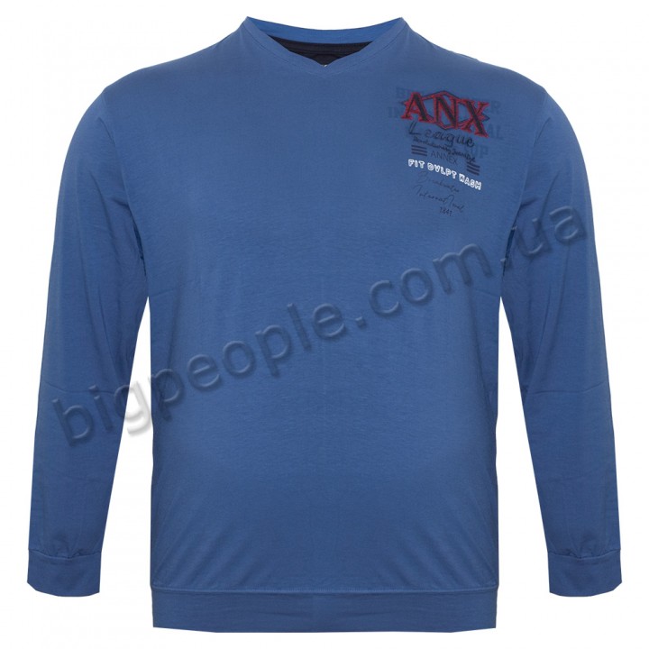 Синяя мужская футболка с длинным рукавом ANNEX (fu01449760)