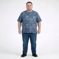 Футболка мужская POLO PEPE большого размера. Цвет синий. Ворот полукруглый. (fu02059005)