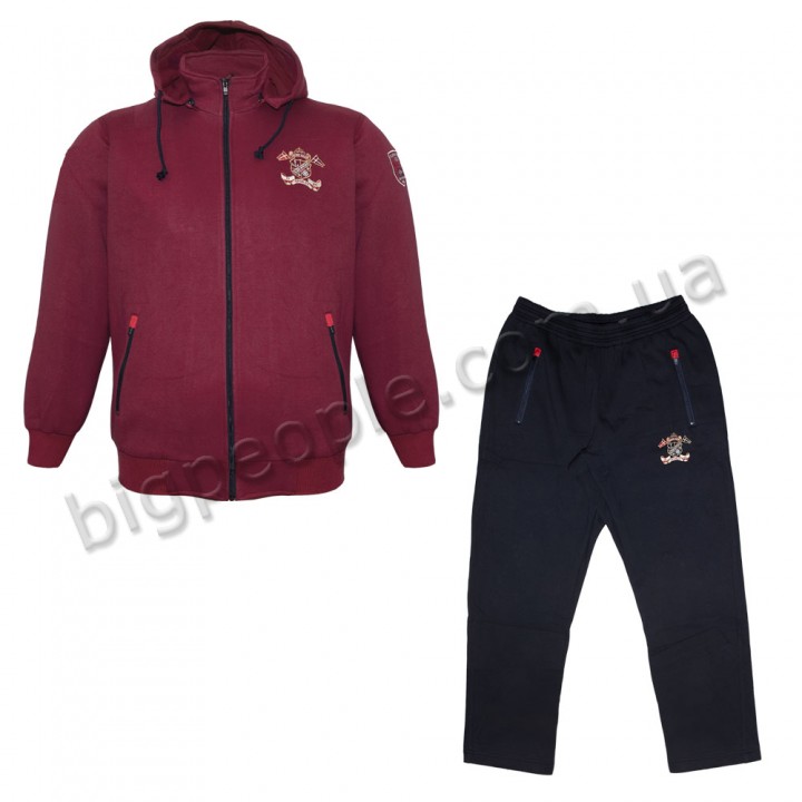 Бордовий теплий спортивний костюм великого розміру OLSER (SK00166002)