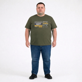 Футболка чоловіча POLO PEPE великого розміру. Колір хакі. Воріт напівкруглий. (fu02035637)