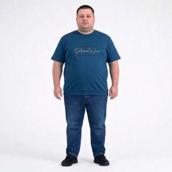Футболка чоловіча POLO PEPE великого розміру. Колір синій. Воріт напівкруглий. (fu02030936)