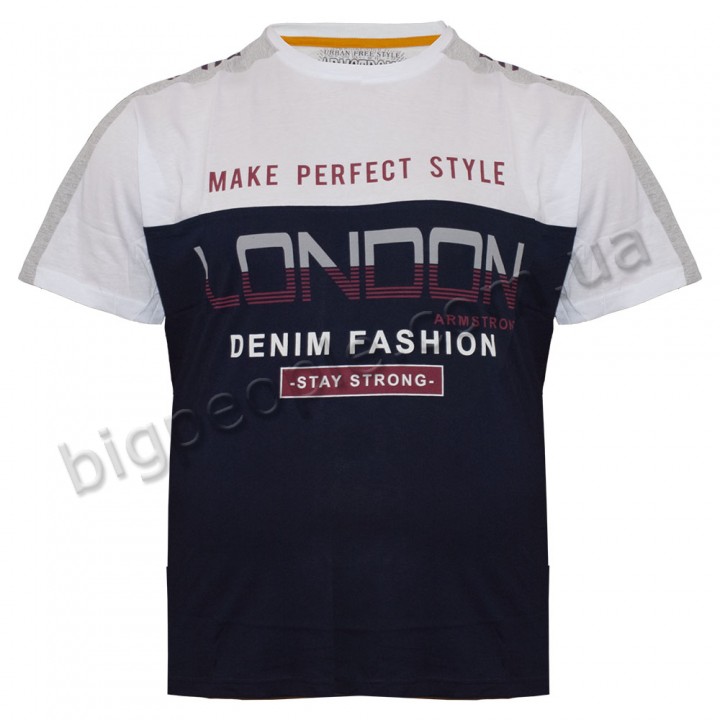 Футболка чоловіча ARMSTRONG великого розміру. Колір темно-синій. Воріт напівкруглий. (fu01382747)