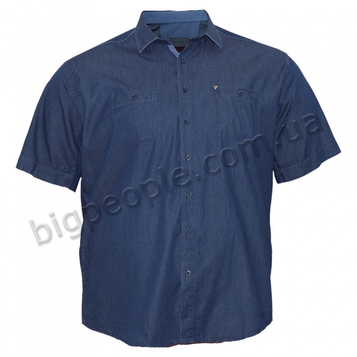 Джинсова бавовняна чоловіча сорочка великих розмірів BIRINDELLI (ru00498112)