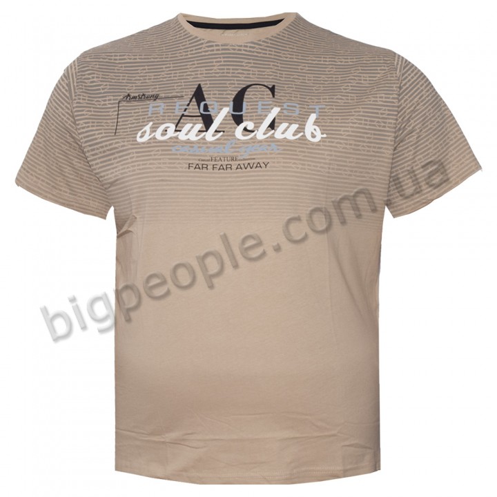 Футболка чоловіча ARMSTRONG великого розміру. Колір бежевий. Воріт напівкруглий. (fu01219875)