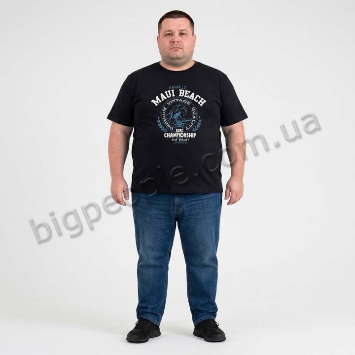 Футболка мужская ARMSTRONG большого размера. Цвет чёрный. Ворот полукруглый. (fu02077945)