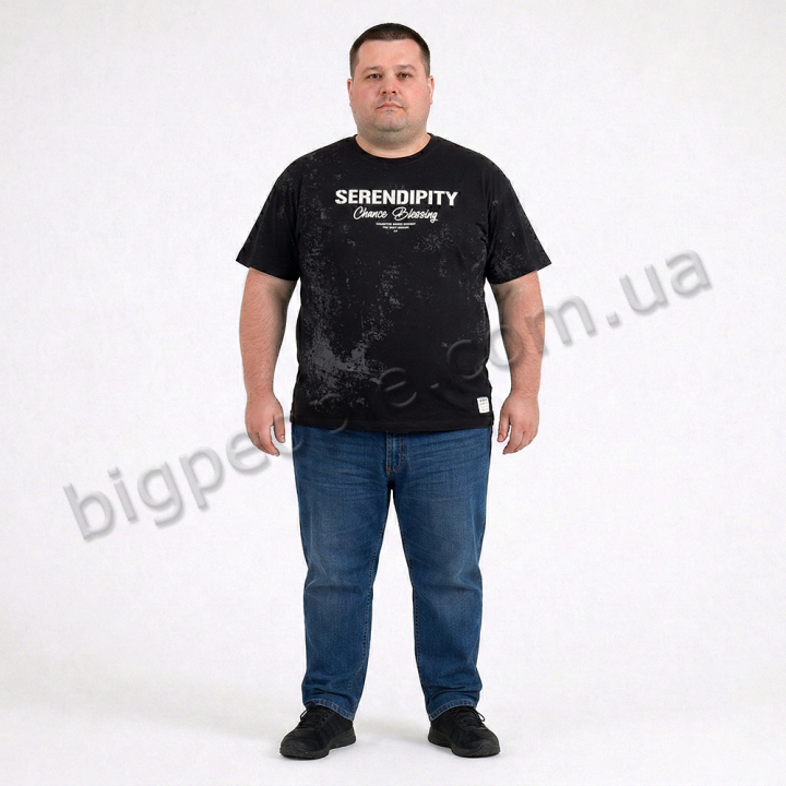 Футболка мужская ANNEX большого размера. Цвет чёрный. Ворот полукруглый. (fu01951852)