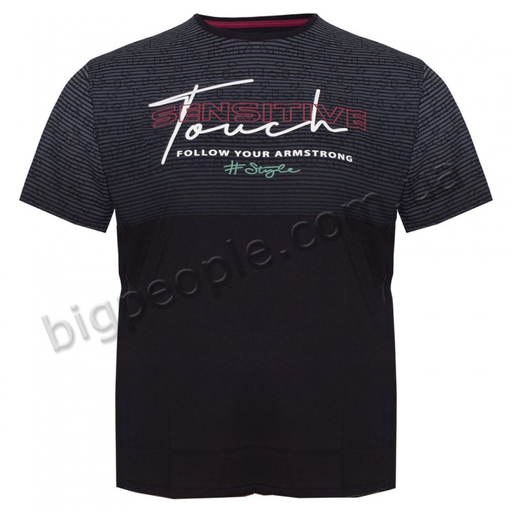 Футболка чоловіча ARMSTRONG великого розміру. Колір чорний. Воріт напівкруглий. (fu01365887)