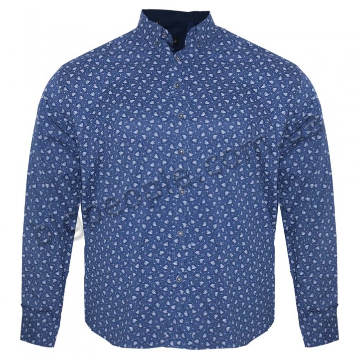 Синяя хлопковая мужская рубашка больших размеров BIRINDELLI (ru00538665)