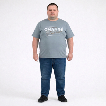 Футболка чоловіча ARMSTRONG великого розміру. Колір блакитний. Комір напівкруглий. (fu01985837)