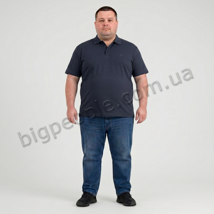 Мужское поло GRAND GHIEF больших размеров. Цвет серый. Низ изделия прямой. (fu0213840)