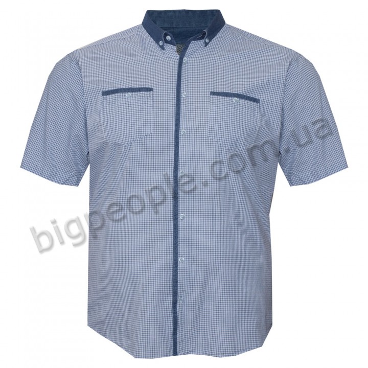 Синя бавовняна чоловіча сорочка великих розмірів BIRINDELLI (ru05155008)