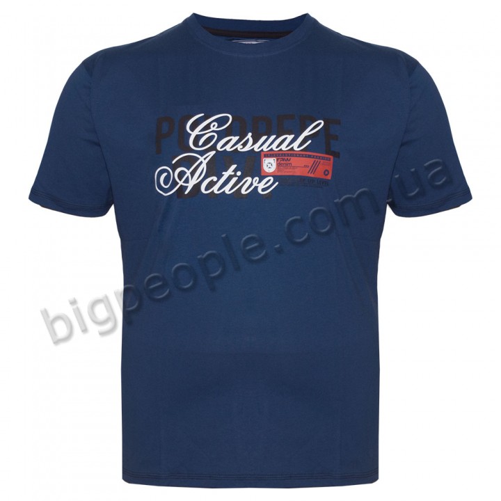 Футболка чоловіча POLO PEPE великого розміру. Колір синій (індіго). Воріт напівкруглий. (fu01356886)