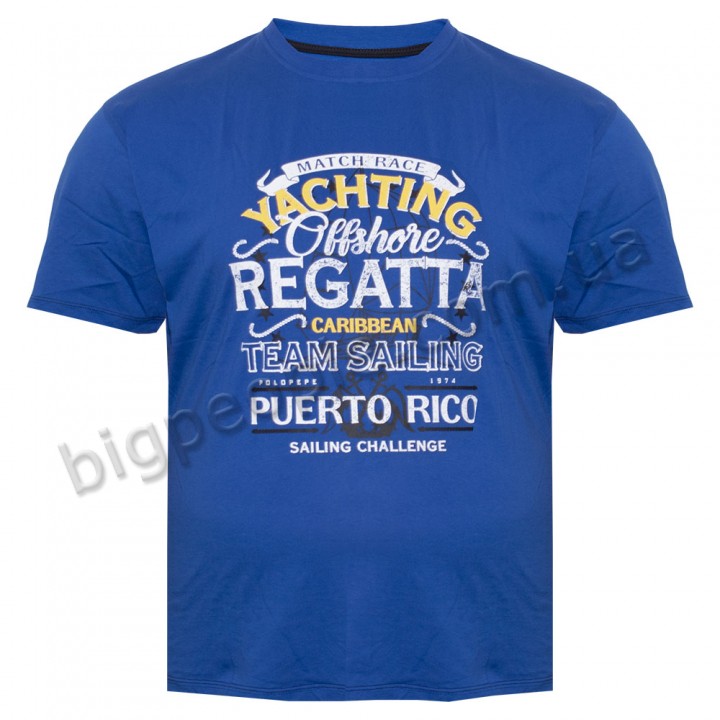 Футболка чоловіча POLO PEPE великого розміру. Колір синій. Воріт напівкруглий. (fu01360668)