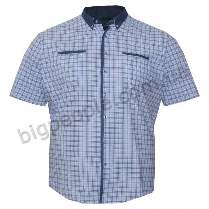 Синяя хлопковая мужская рубашка больших размеров BIRINDELLI (ru05179008)