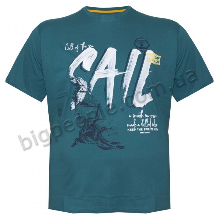 Футболка чоловіча ARMSTRONG великого розміру. Колір зелений. Воріт напівкруглий. (fu01371995)