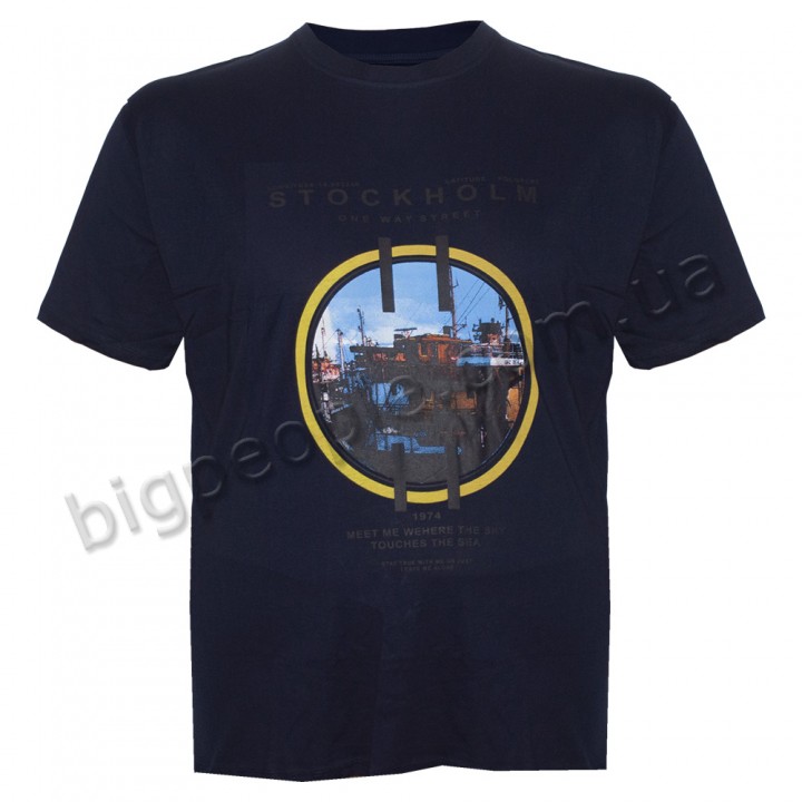 Футболка чоловіча POLO PEPE великого розміру. Колір темно-синій. Воріт напівкруглий. (fu01227544)