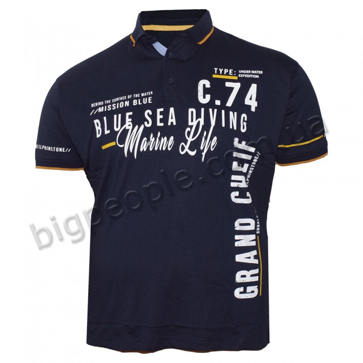 Чоловіча футболка polo великого розміру GRAND CHEFF. Колір темно-синій. (fu01307342)