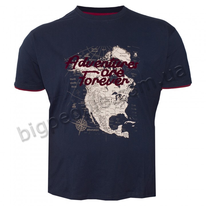 Футболка чоловіча POLO PEPE великого розміру. Колір темно-синій. Воріт напівкруглий. (fu01131968)