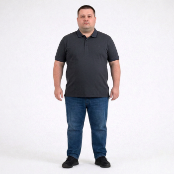 Мужское polo АННЕКС большого размера. Цвет чёрный. Низ изделия прямой. (fu01980352)
