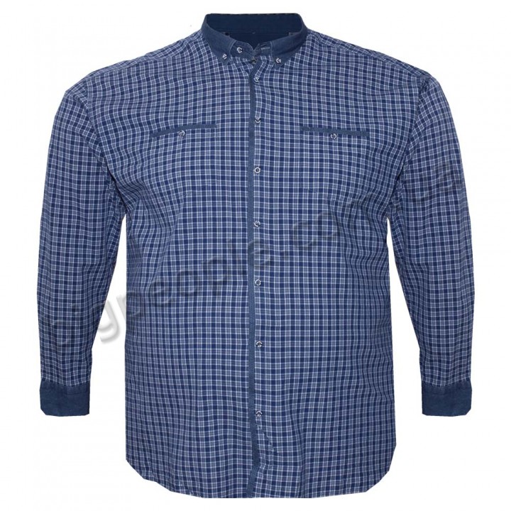 Синя однотонна чоловіча бавовняна сорочка великих розмірів BIRINDELLI (ru00643151)