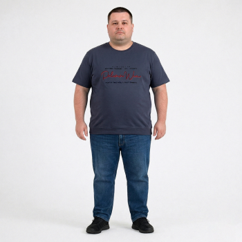 Футболка чоловіча POLO PEPE великого розміру. Колір темно-сірий. Воріт напівкруглий. (fu02028342)