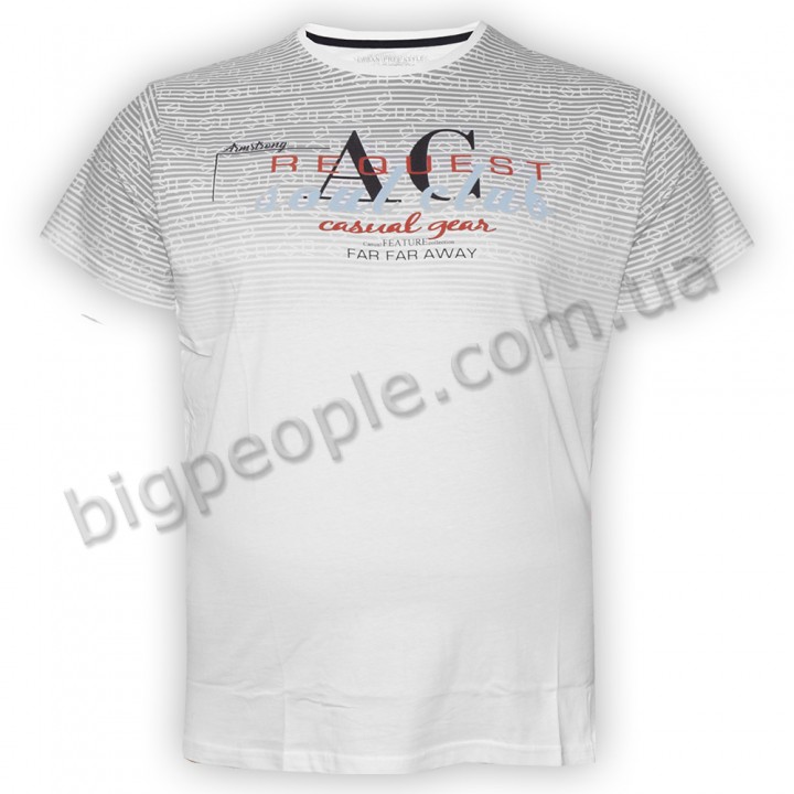 Футболка чоловіча ARMSTRONG великого розміру. Колір білий. Воріт напівкруглий. (fu01220442)