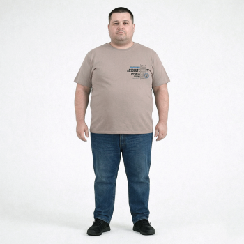 Футболка чоловіча POLO PEPE великого розміру. Колір бежевий. Комір напівкруглий. (fu02043057)