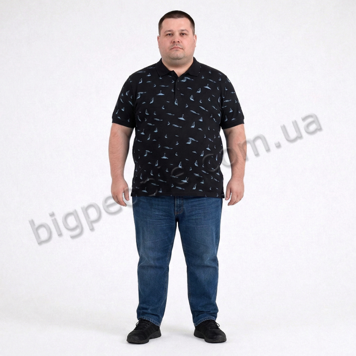 Мужское polo АННЕКС большого размера. Цвет чёрный. Низ изделия прямой. (fu01971483)