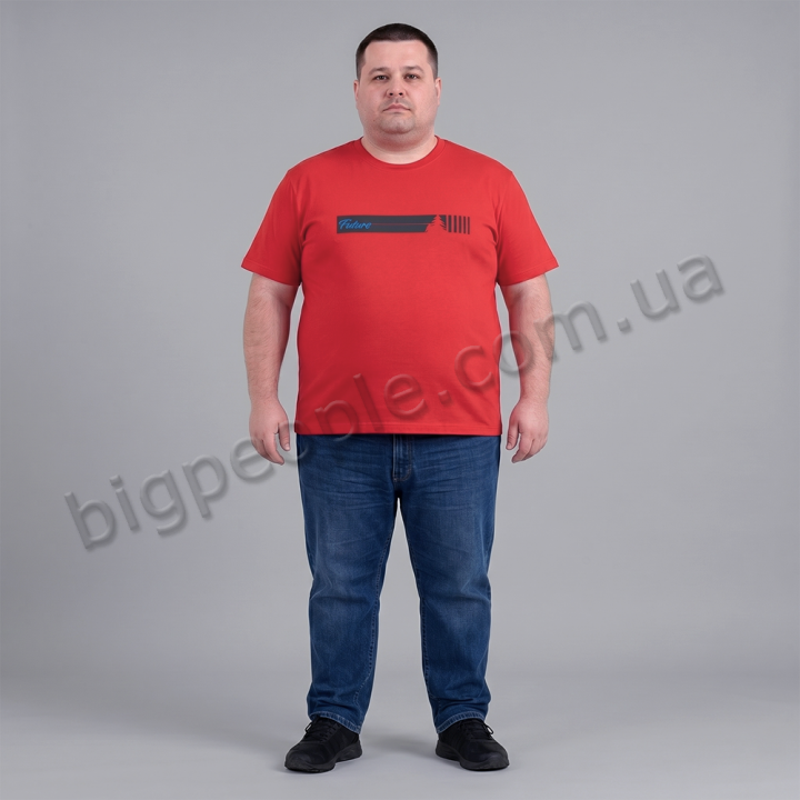 Футболка чоловіча POLO PEPE великого розміру. Колір червоний. Комір напівкруглий. (fu02056846)