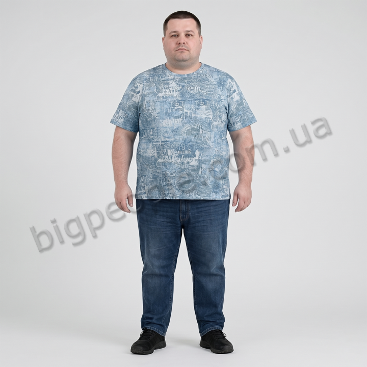 Футболка мужская POLO PEPE большого размера. Цвет синий. Ворот полукруглый. (fu02060132)