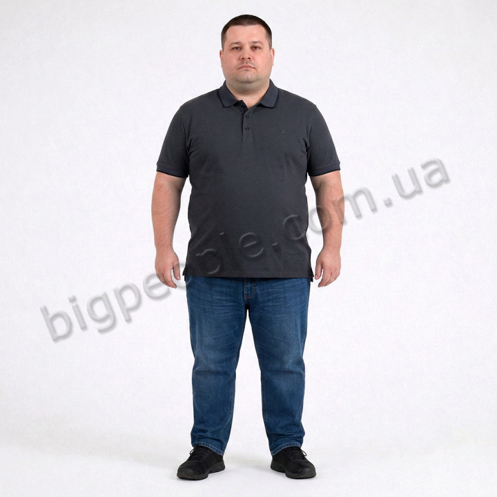 Мужское polo АННЕКС большого размера. Цвет чёрный. Низ изделия прямой. (fu01980352)