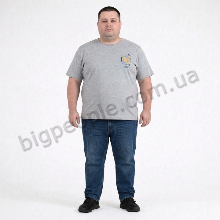 Футболка мужская TURHAN большого размера. Цвет серый. Ворот полукруглый. (fu02015893)
