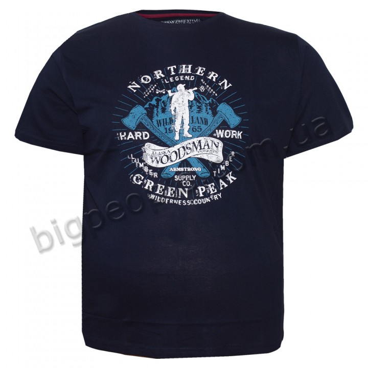 Футболка чоловіча ARMSTRONG великого розміру. Колір темно-синій. Воріт напівкруглий. (fu01192664)